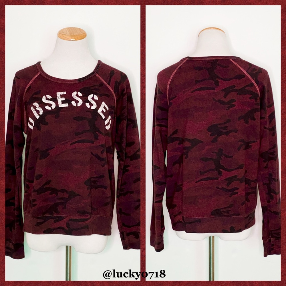 Sundry Red Camo Obsessed Sweatshirt Sz 1/S